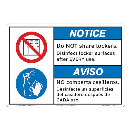 ANSI/ISO Compliant Notice/Do Not Share Lockers Safety Signs Outdoor Flexible Polyester (Z1) 12x18